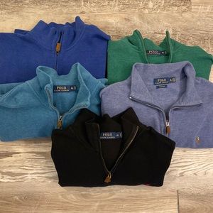 all worn but in great condition. XL, quarter zip long sleeve sweater